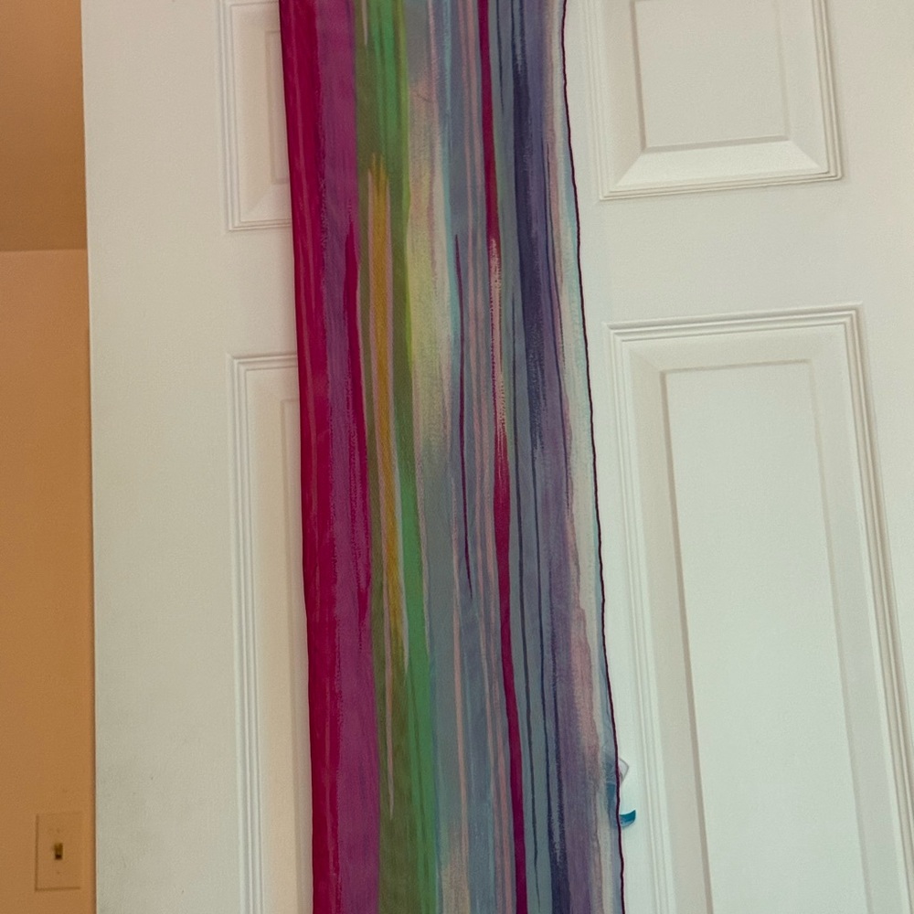 BCBGMaxAzria Pink and Yellow Sheer Scarf